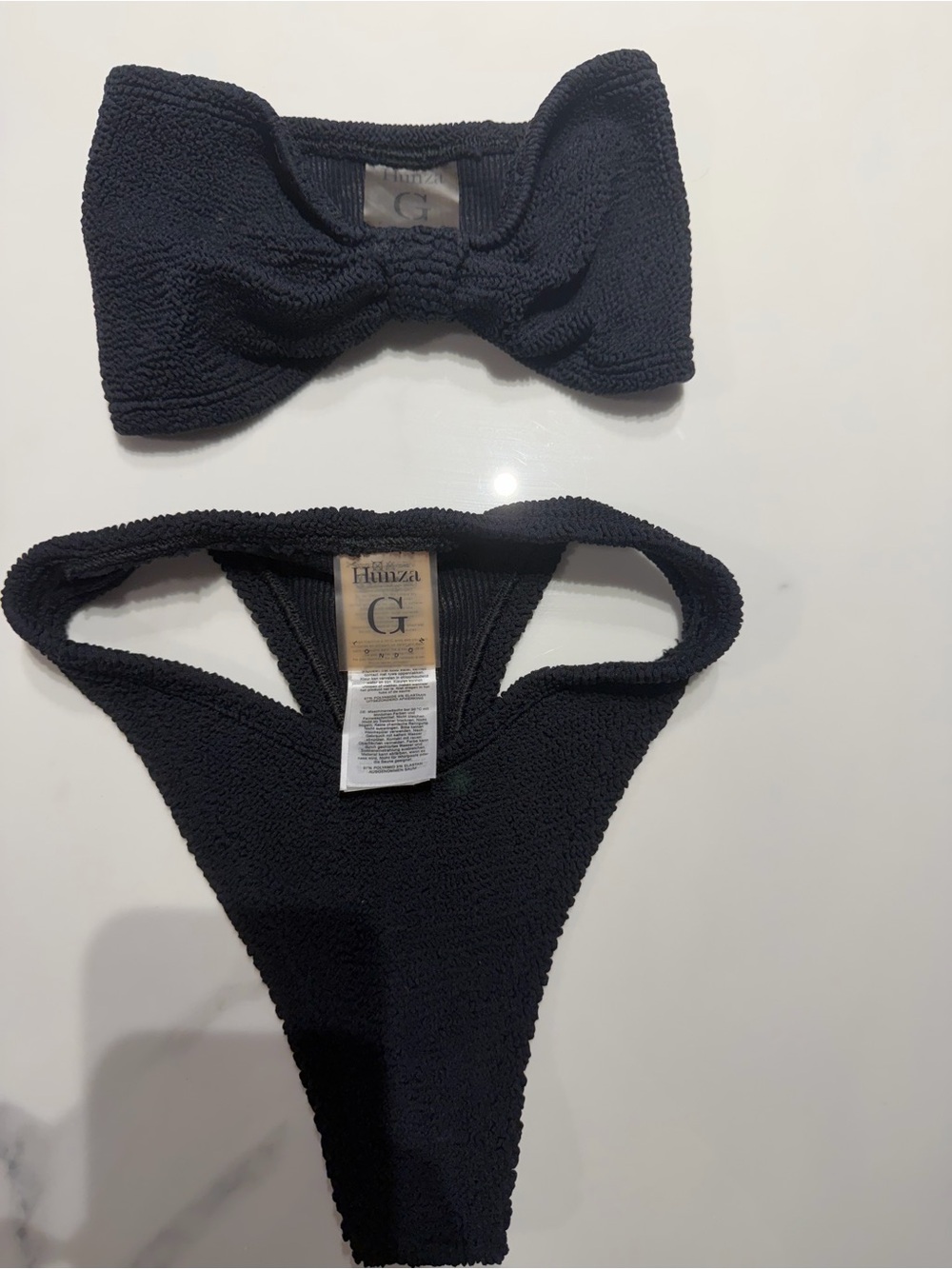 Hunza G Black Textured Strapless Bandeau Bikini - Picture 10 of 10